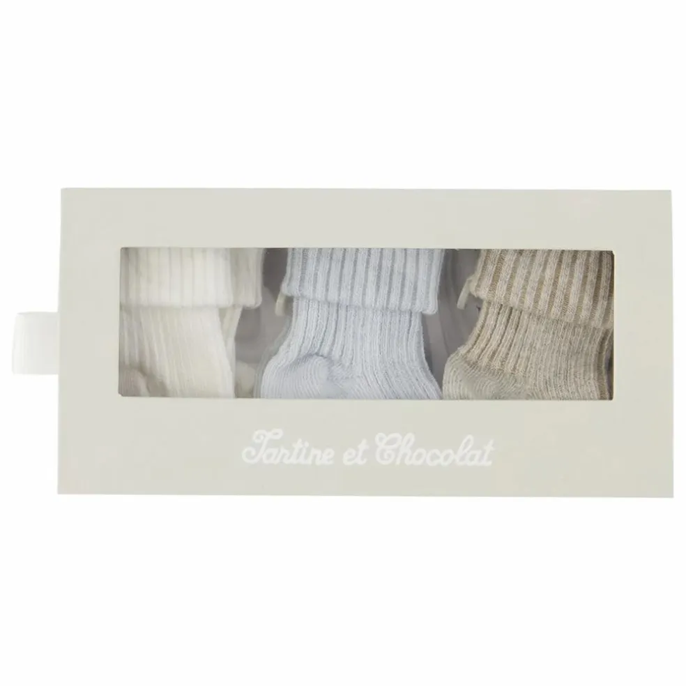Lot de 3 Paires de Chaussettes | Bleu Clair