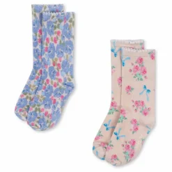Lot de 2 Paires de Chaussettes Fleuries | Rose