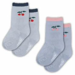 Lot de 2 Paires de Chaussettes Cerises | Bleu gris