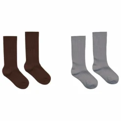 Lot de 2 Paires de Chaussettes Côtelé | Marron