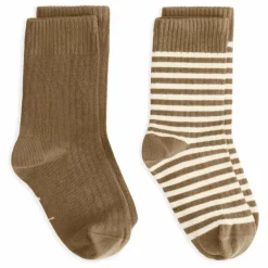 Lot de 2 Paires de Chaussettes Coton Bio | Brun kaki