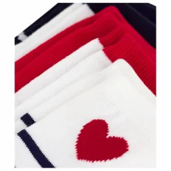 Lot de 5 Paires de Chaussettes Rayées Cœurs | Bleu marine