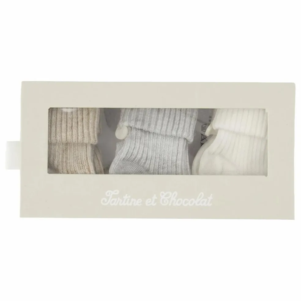 Lot de 3 Paires de Chaussettes | Nacre