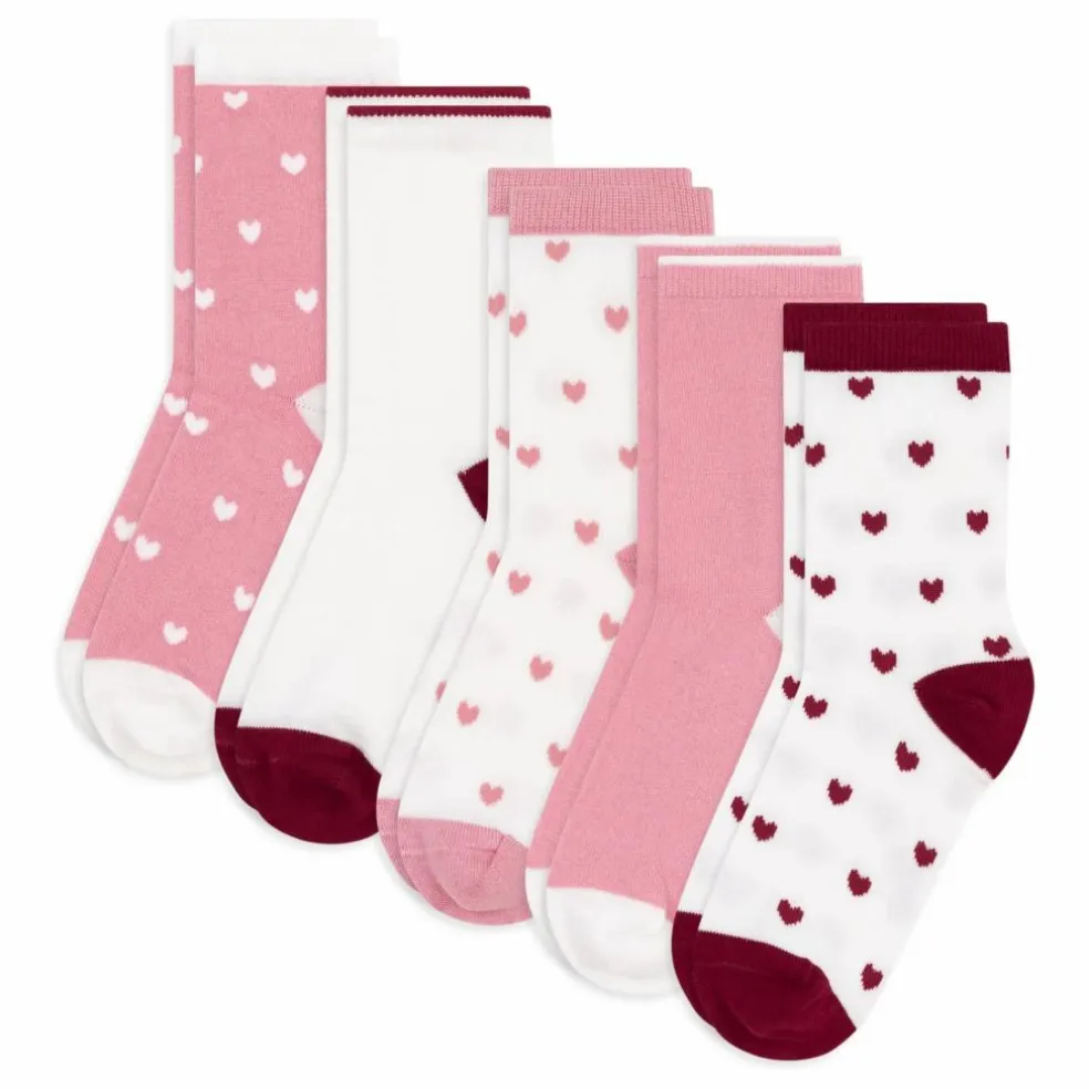 Lot de 5 Paires de Chaussettes Cœurs | Rose