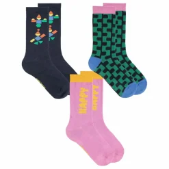Lot de 3 Paires de Chaussettes Happy Coton Bio | Rose