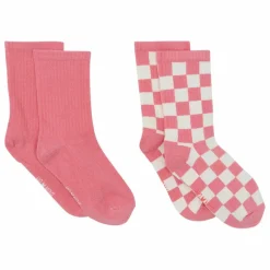 Lot de 2 Paires de Chaussettes Damier | Rose