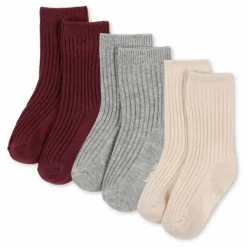 Lot de 3 Paires de Chaussettes Côtelées | Gris chiné