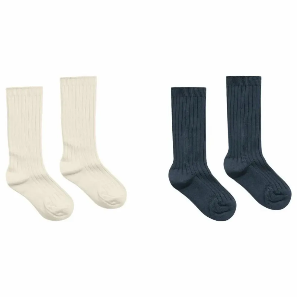 Lot de 2 Paires de Chaussettes Côtelées | Bleu marine