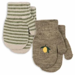 Lot de 2 Paires de Mitaines Filla Citron Laine | Vert