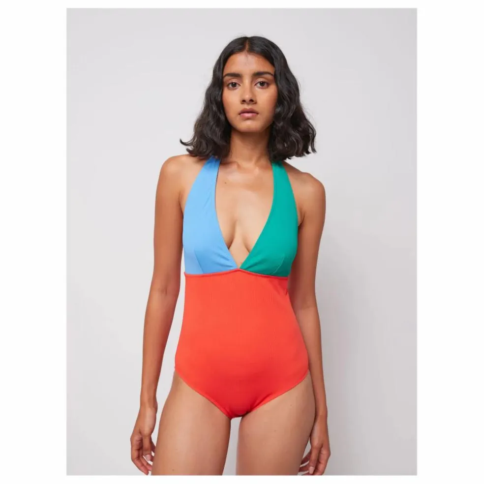 Maillot 1 Pièce Color Block Col V - Collection Femme | Orange