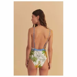 Maillot 1 Pièce Tropical Destination | Blanc cassé