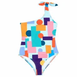 Maillot de Bain 1 pièce Asymétrique Imprimé Ronnie | Bleu ciel