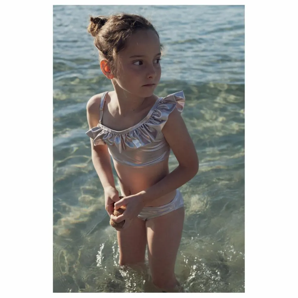 Maillot de Bain 2 Pièces Vénus Asymétrique Métallisé | Or rose