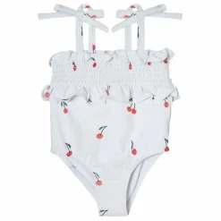 Maillot de bain Froncé Cerises | Blanc