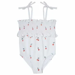 Maillot de bain Froncé Cerises | Blanc