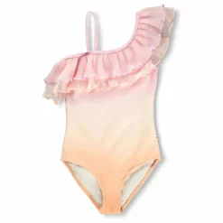 Maillot de Bain Volants Asymétrique Nilla Fibres Recyclées | Rose pâle