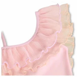 Maillot de Bain Volants Asymétrique Nilla Fibres Recyclées | Rose pâle