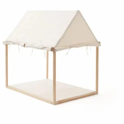 Maison en toile de coton et bois | Blanc cassé