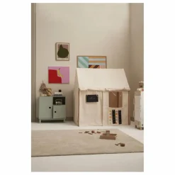 Maison en toile de coton et bois | Blanc cassé