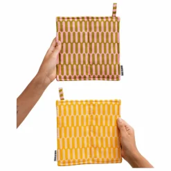 Maniques carrées en coton bio French Fries - Set de 2