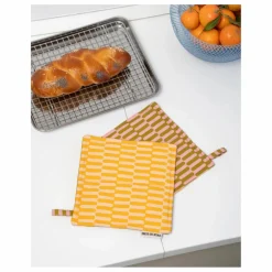 Maniques carrées en coton bio French Fries - Set de 2