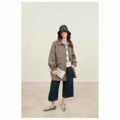Manteau Calvin Pied de Poule Laine | Marron