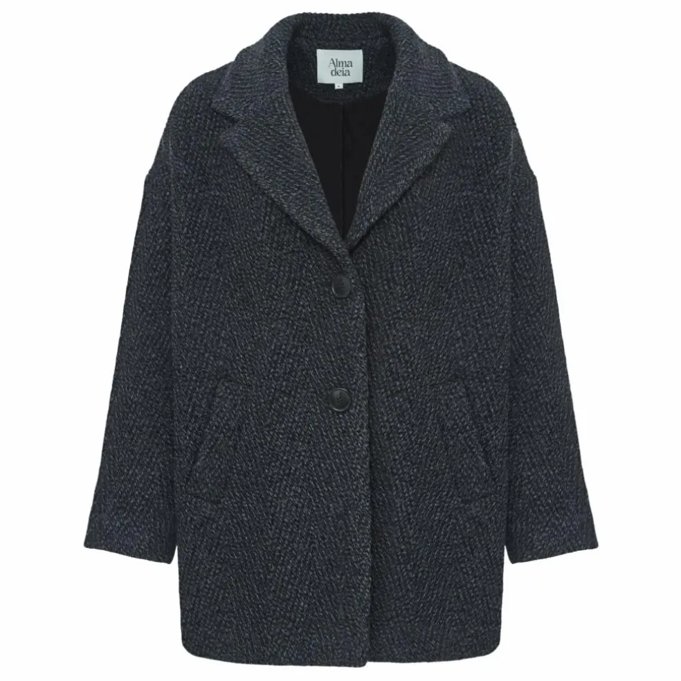 Manteau Court en Laine Recyclée | Gris chiné