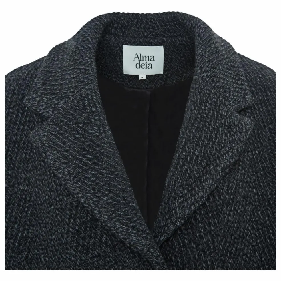 Manteau Court en Laine Recyclée | Gris chiné