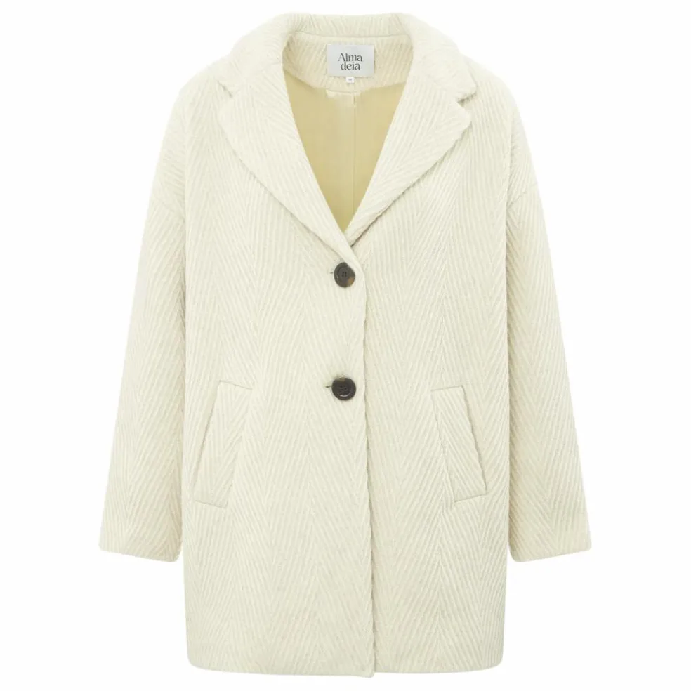 Manteau Court Laine Recyclée | Ecru