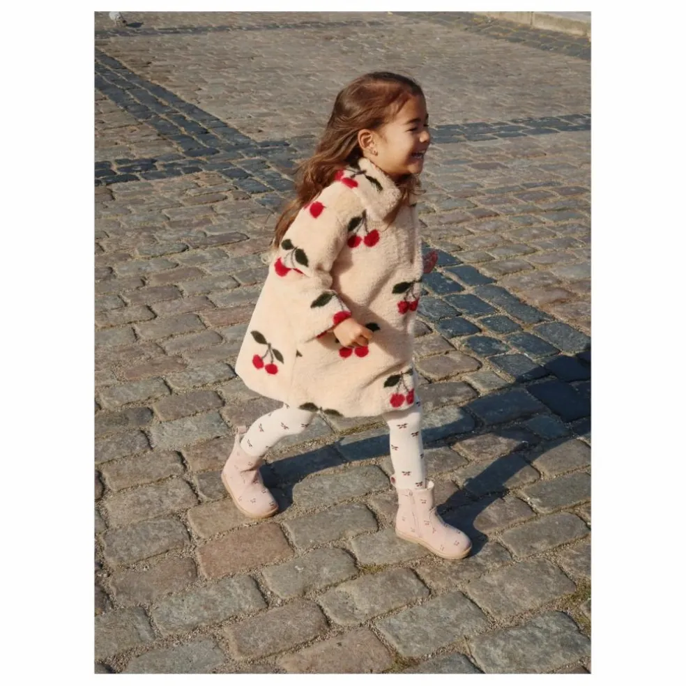 Manteau Façon Fourrure Fuzzie Cerises | Beige