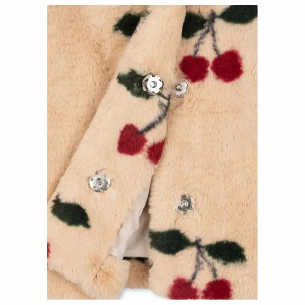 Manteau Façon Fourrure Fuzzie Cerises | Beige