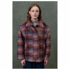 Manteau Kristina Carreaux Laine - Collection Femme | Rose