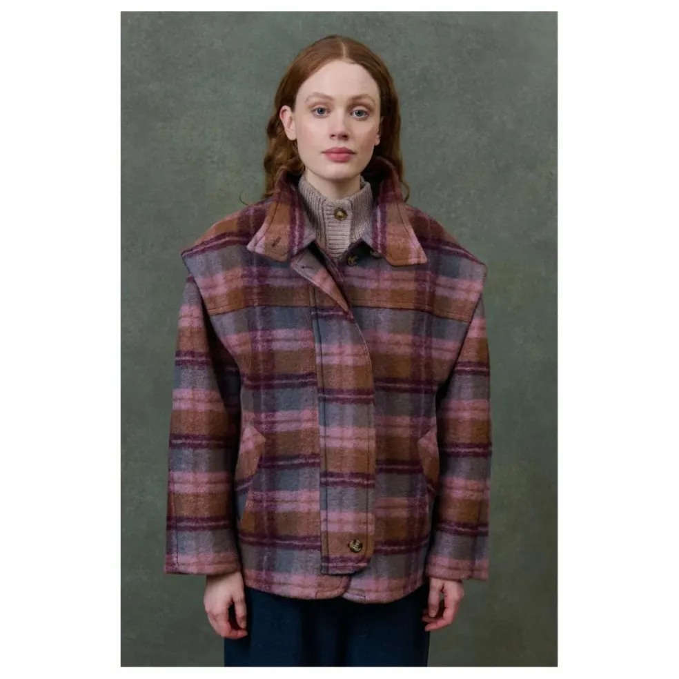 Manteau Kristina Carreaux Laine - Collection Femme | Rose