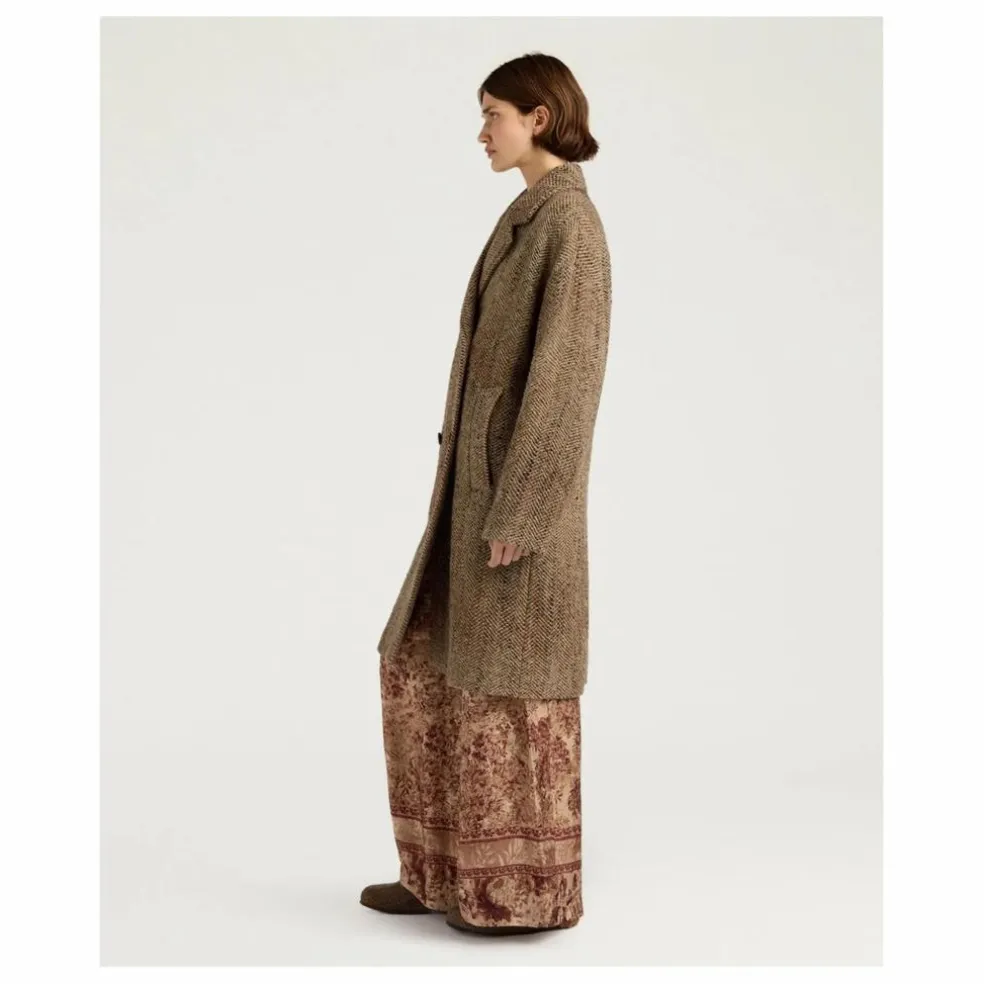 Manteau Lancaster Herringbone Laine Vierge | Beige