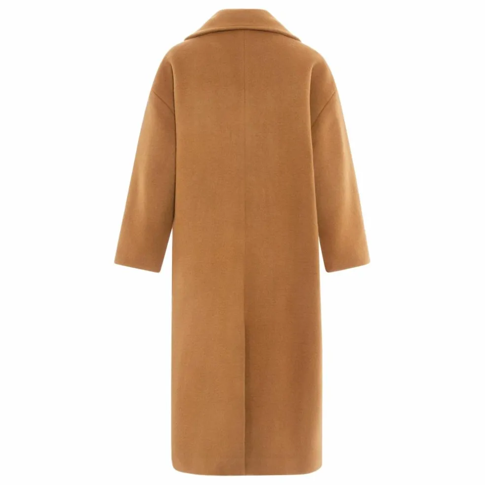 Manteau Long en Laine Recyclée | Sable