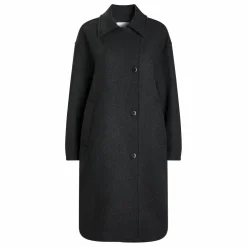 Manteau Long Laine Feutrée | Gris anthracite