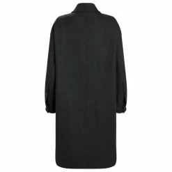 Manteau Long Laine Feutrée | Gris anthracite