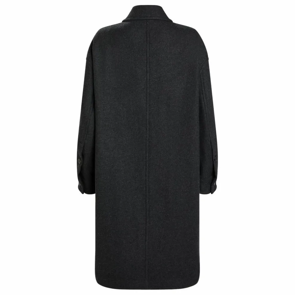 Manteau Long Laine Feutrée | Gris anthracite