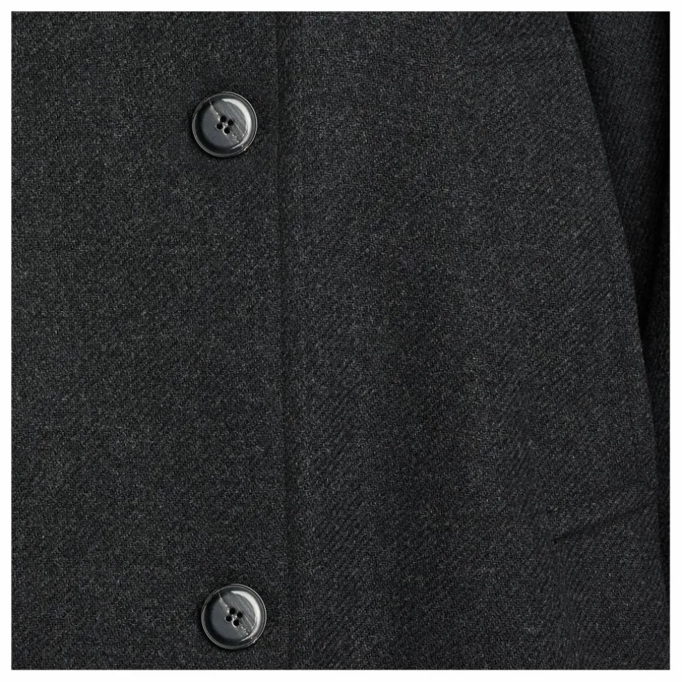 Manteau Long Laine Feutrée | Gris anthracite