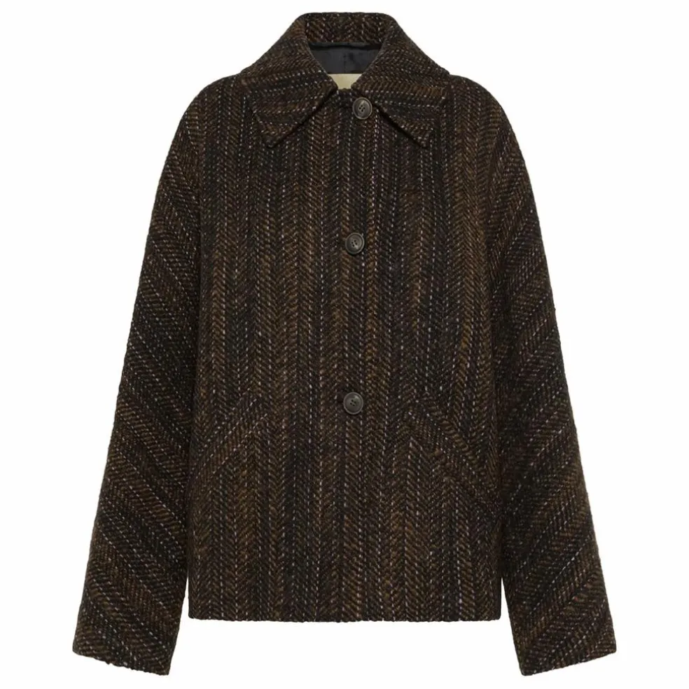 Manteau Lord Herringbone Laine Vierge | Noir