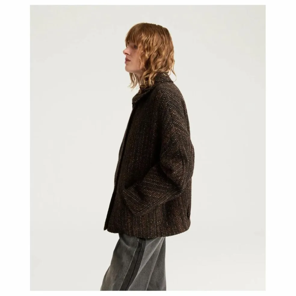 Manteau Lord Herringbone Laine Vierge | Noir