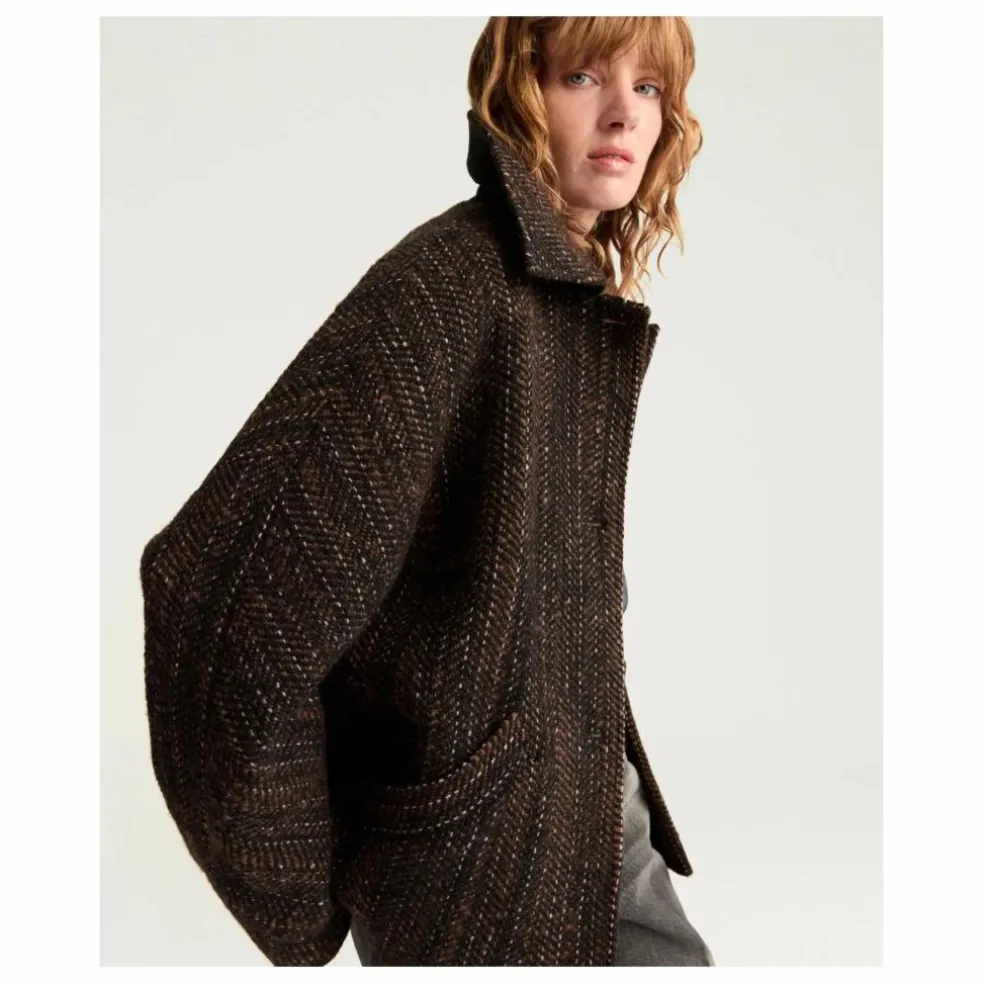 Manteau Lord Herringbone Laine Vierge | Noir