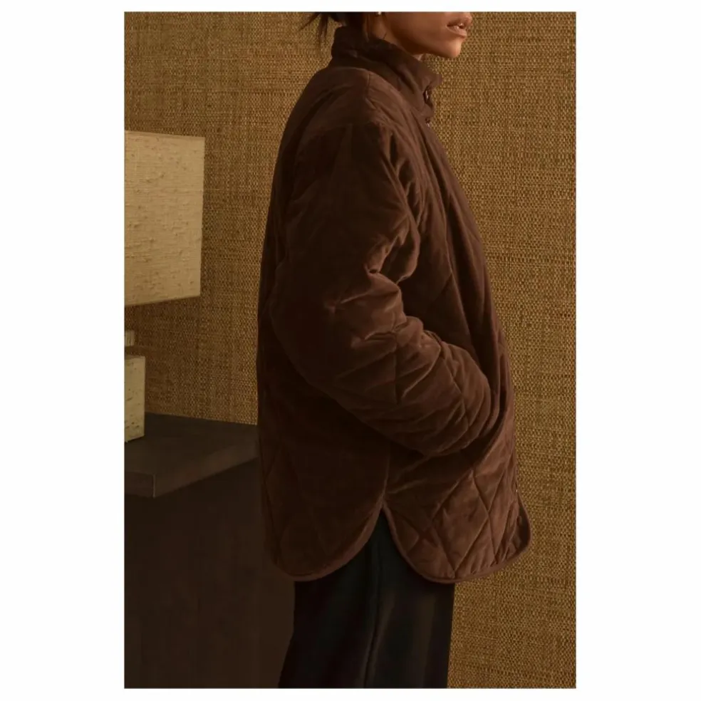 Manteau Matelassée Louisa Velours - Collection Femme | Chocolat