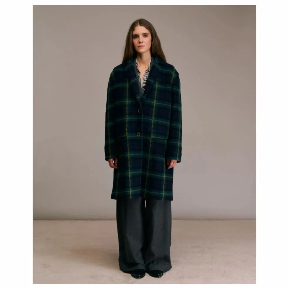 Manteau Multio Tartan Laine | Bleu marine