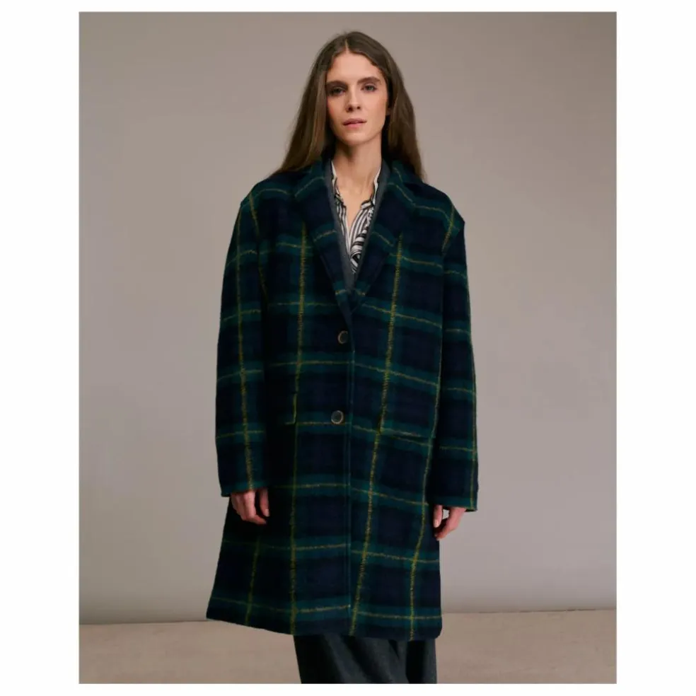Manteau Multio Tartan Laine | Bleu marine