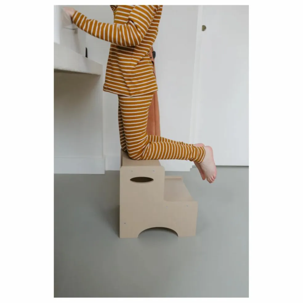 Marche-pied en bois | Beige