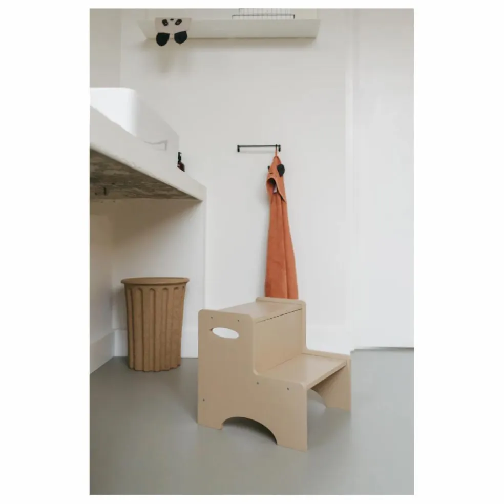 Marche-pied en bois | Beige
