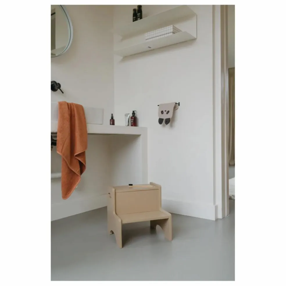 Marche-pied en bois | Beige