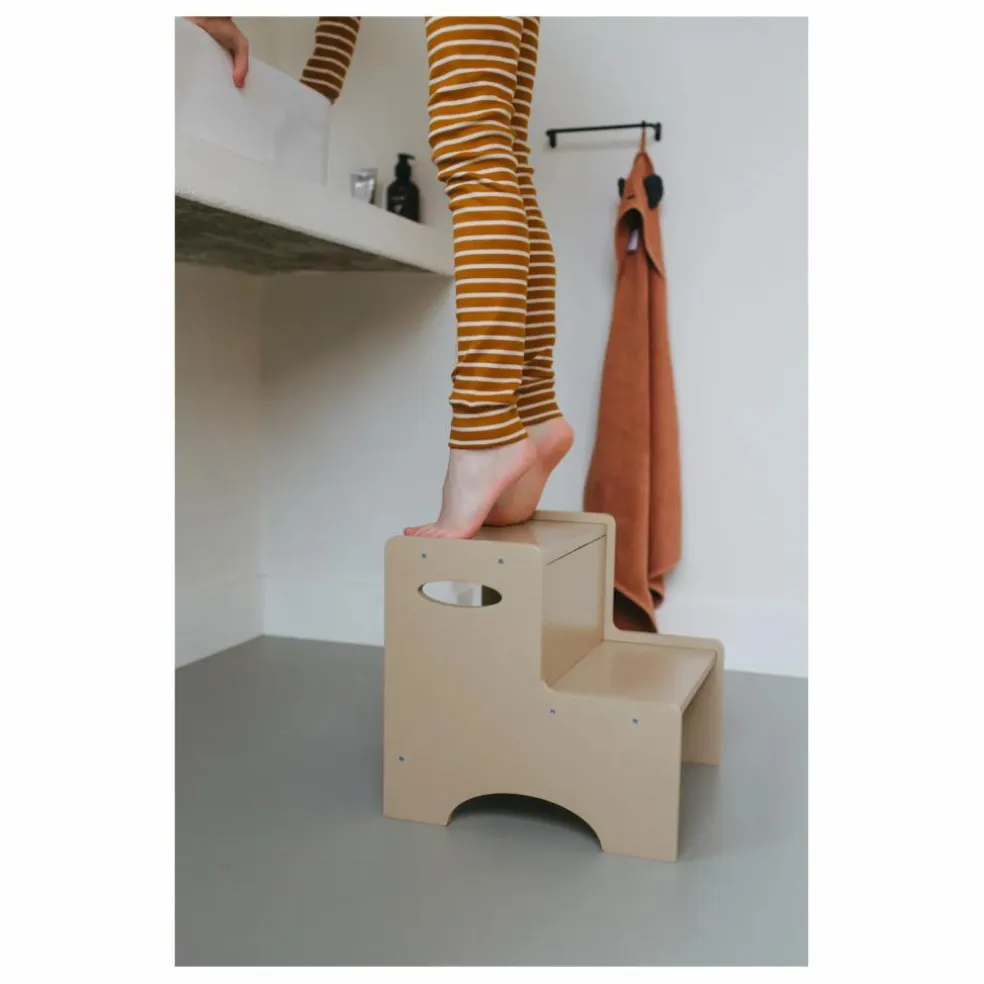 Marche-pied en bois | Beige