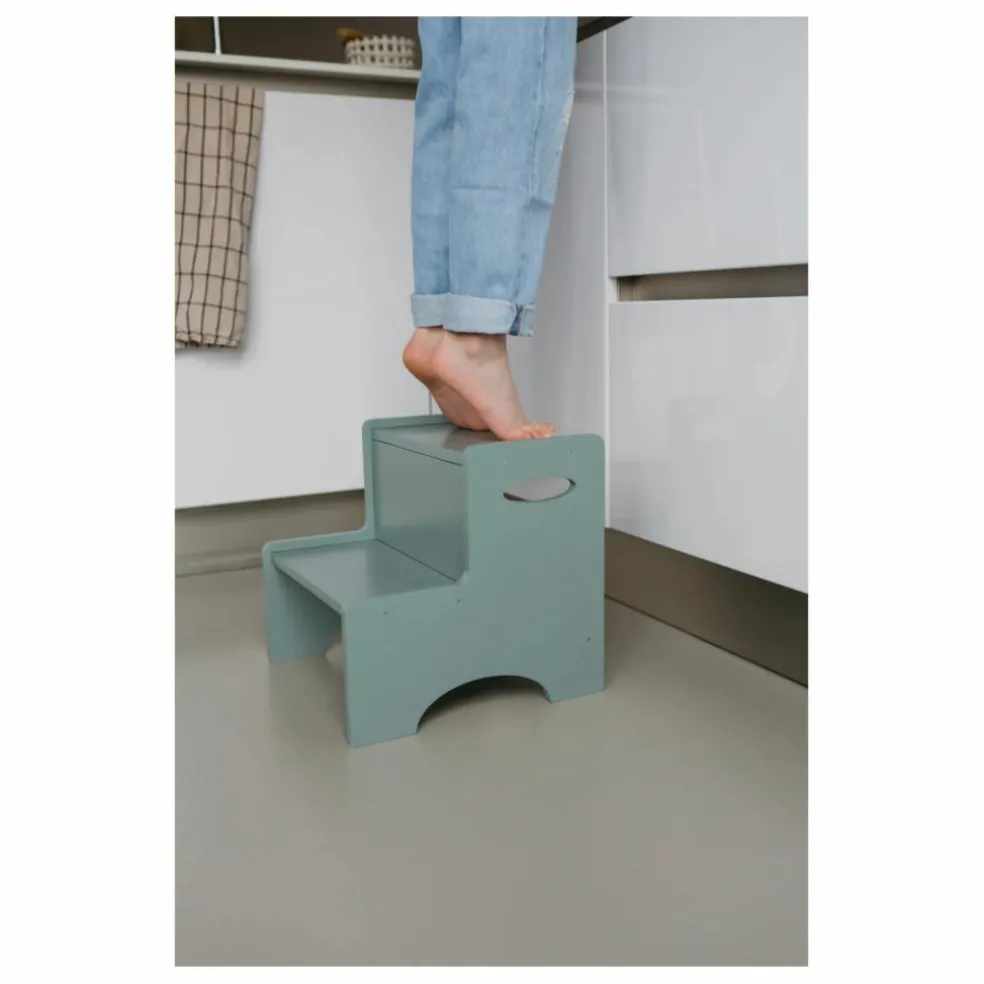 Marche-pied en bois | Vert olive